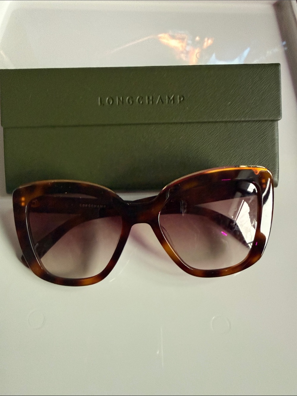Longchamp Tortoiseshell Cat-Eye Sunglasses w/ Gradient Brown Lenses-Style LO692S